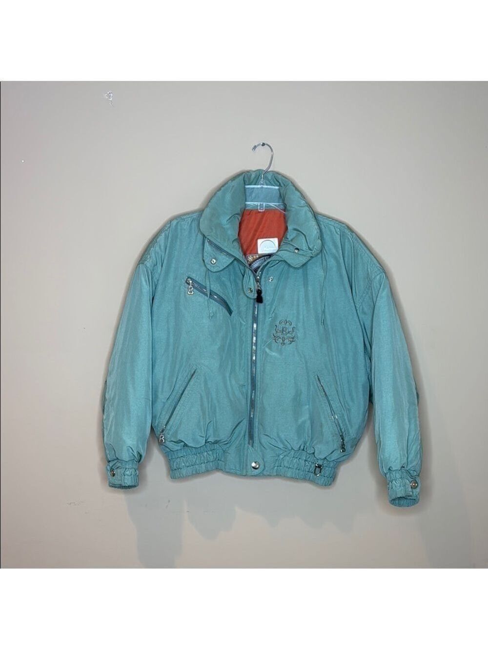 Vintage Teal Goose Down Filled Bogner Bomber Coat Size 12